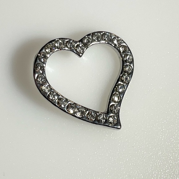 Silvertone Rhinestone Heart Pendant - Picture 15 of 15